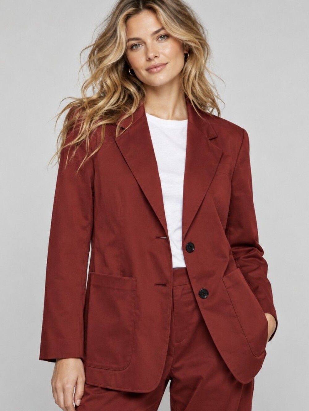 BOSS Hugo Boss Jeaney Blazer Dark Red Tailored Jacket Two-Button Size 6 NWT $595